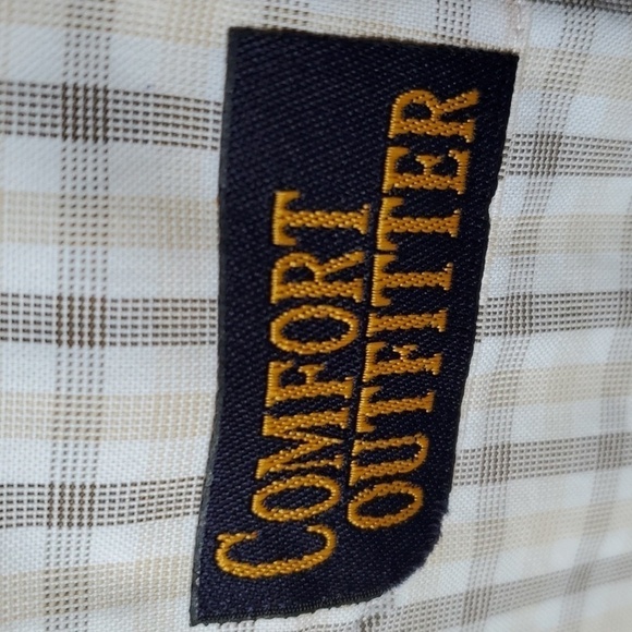 Comfort Outfitter NWT 3XL lt tan plaid SS button down shirt 25$ Retail - Picture 2 of 10